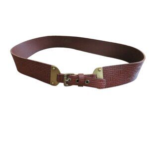 FOSSIL Textured Cognac Brown Leather Chunky Y2K Belt Festival - Women's Size L